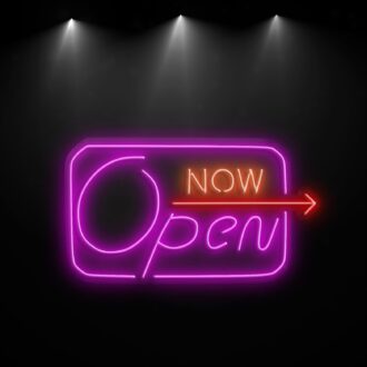 Now Open Arrow Neon Sign