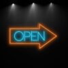 Open Neon Arrow Sign