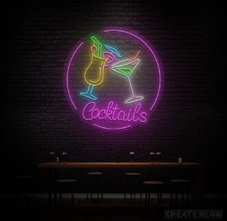 Cocktail Glasses Neon Sign