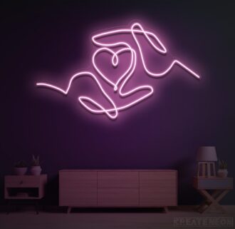 Heart in Hands Neon Sign