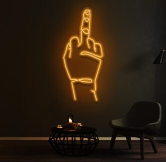 Middle finger neon sign