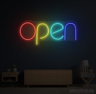 Open Multi-color Neon Sign
