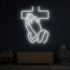 Praying Hands Cross Neon Sign