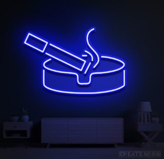 Smoking cigarette on ashtray neon sign
