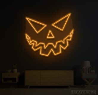Spooky Pumpkin Face Neon Sign