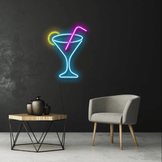 mini neon cocktail sign